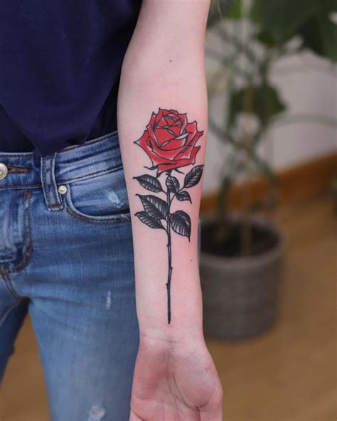 realistic rose tattoo stencil|rose forearm tattoo female.